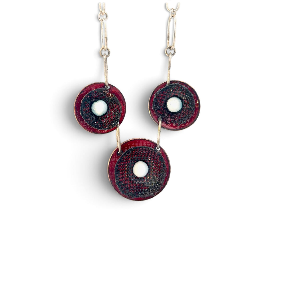 Stephanie Savic Polk: Red, Black, White Copper Disc Necklace