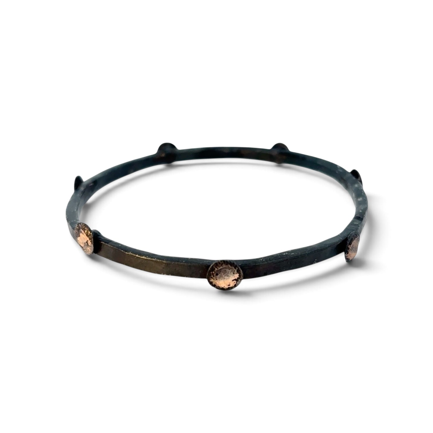 Stephanie Savic Polk: Forged Steel Bangle with Shibuishi, Size Large