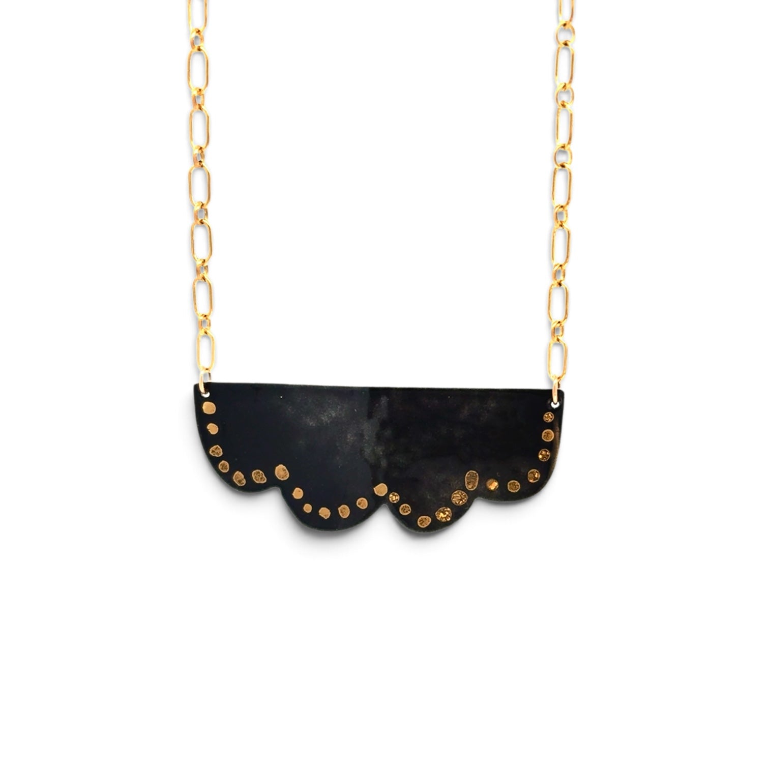 Deitra Blackwell: Enamel Cloud Necklace, Black