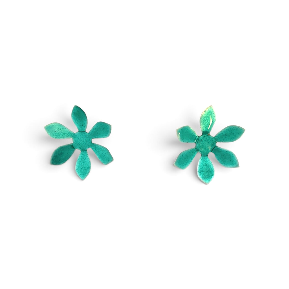 Deitra Blackwell: Teal Enamel Flower Studs