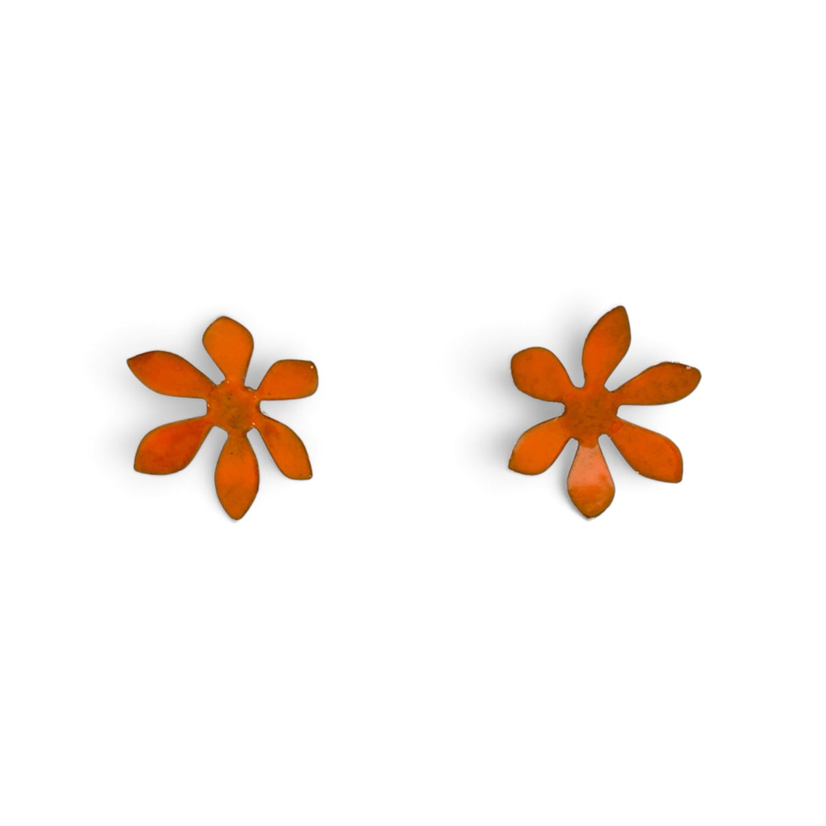 Deitra Blackwell: Enamel Flower Studs, Orange