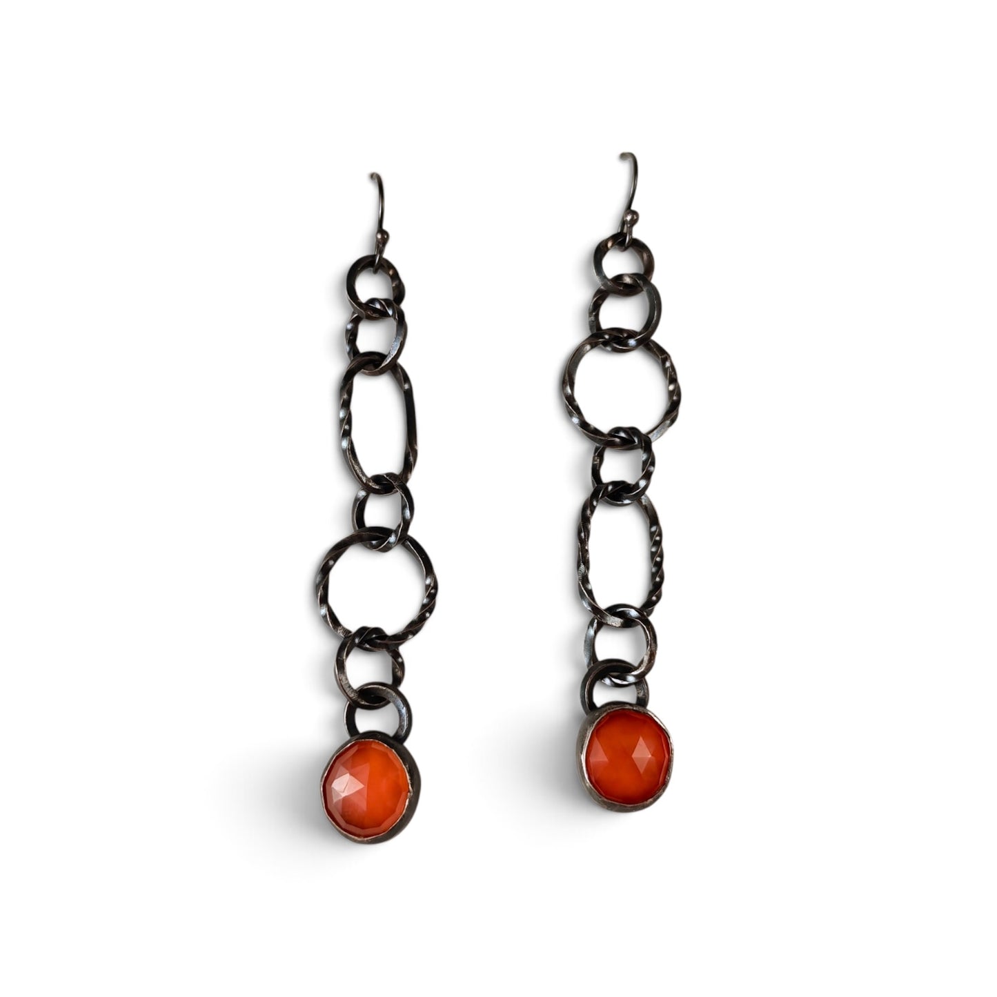 Lisa Colby: Twisted Chain Link Earrings with Faceted Carnelian
