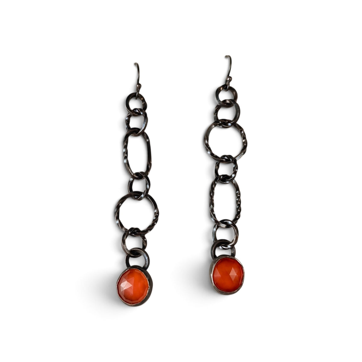 Lisa Colby: Twisted Chain Link Earrings with Faceted Carnelian