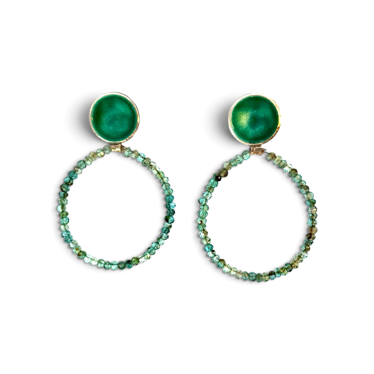 Sarah Perkins: Enamel and Tourmaline Earrings