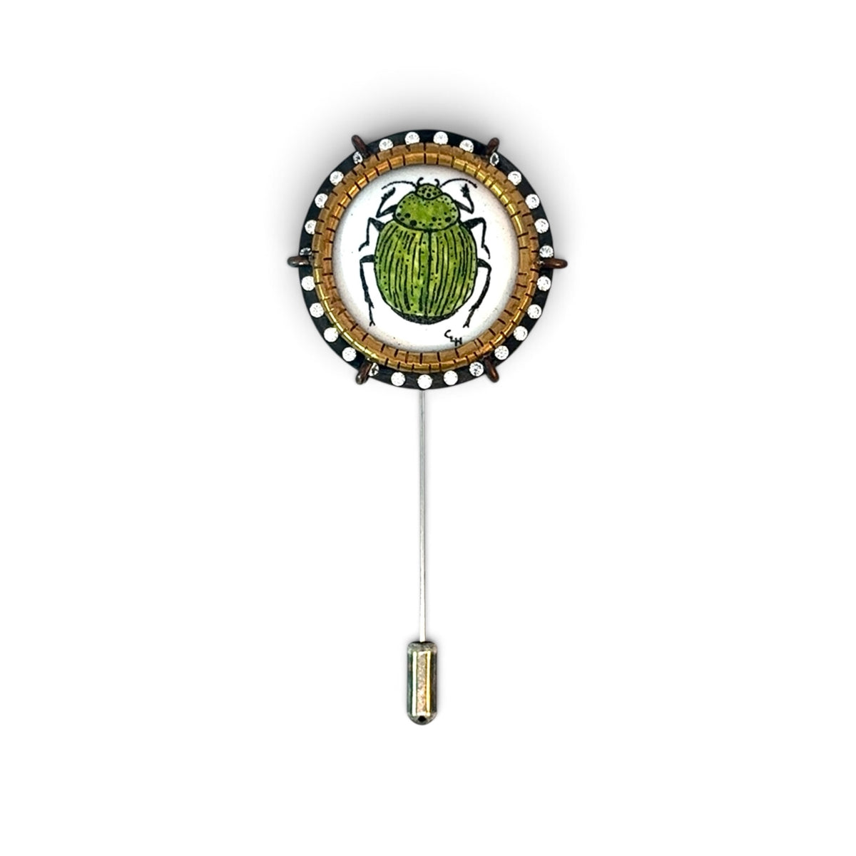 Charity Hall: Green Beetle Stick Pin