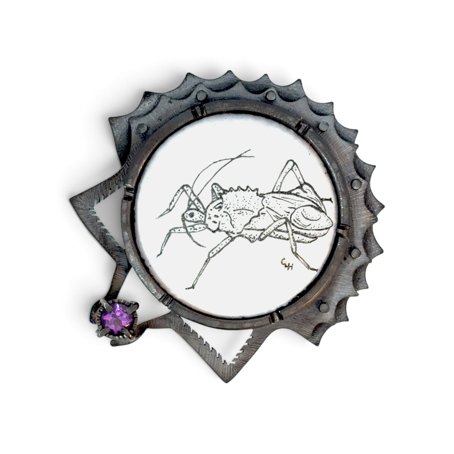 Charity Hall: Wheel Bug Brooch