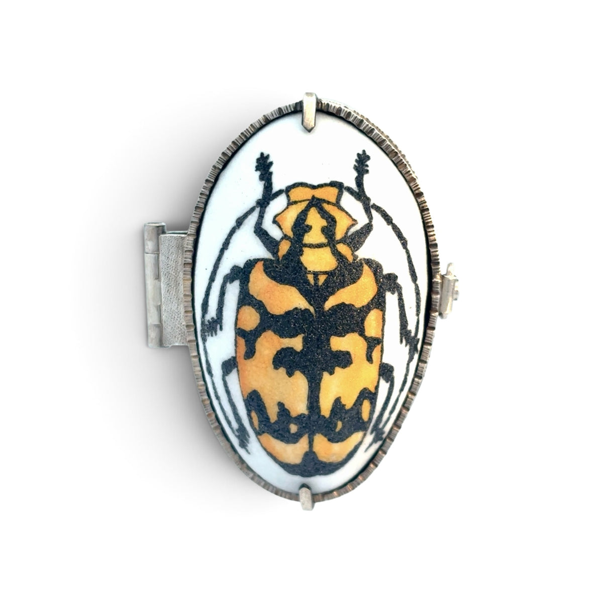Charity Hall: Cerambycid Locket Brooch