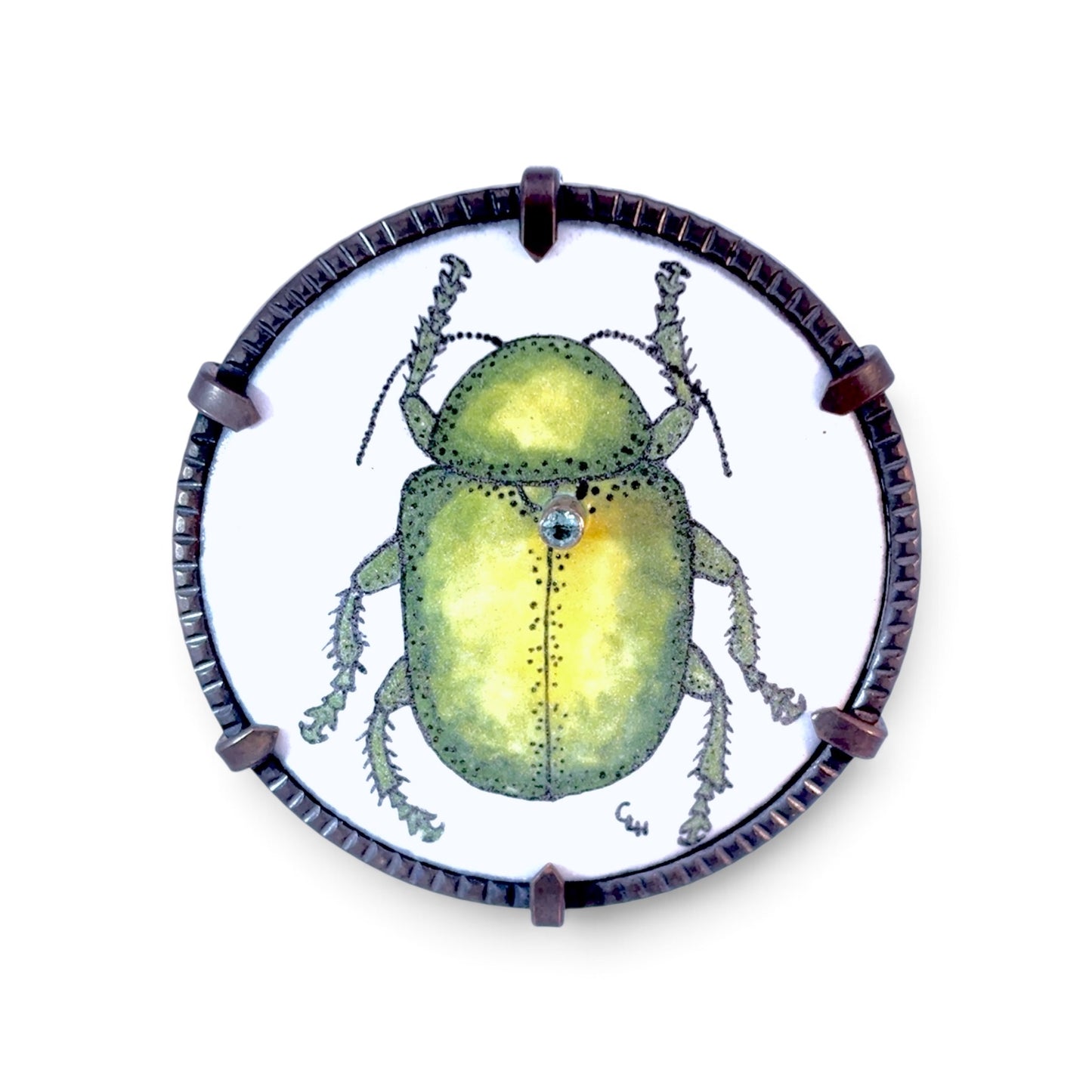 Charity Hall: Green Beetle Brooch