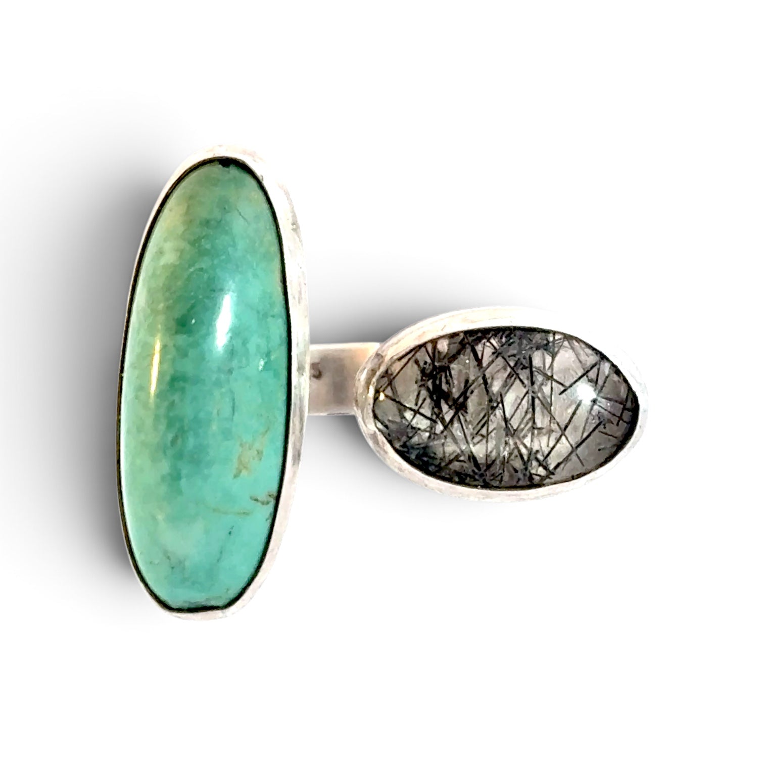 Dirigible Designs: Wrap Ring with Turquoise, and Rutilated Quartz