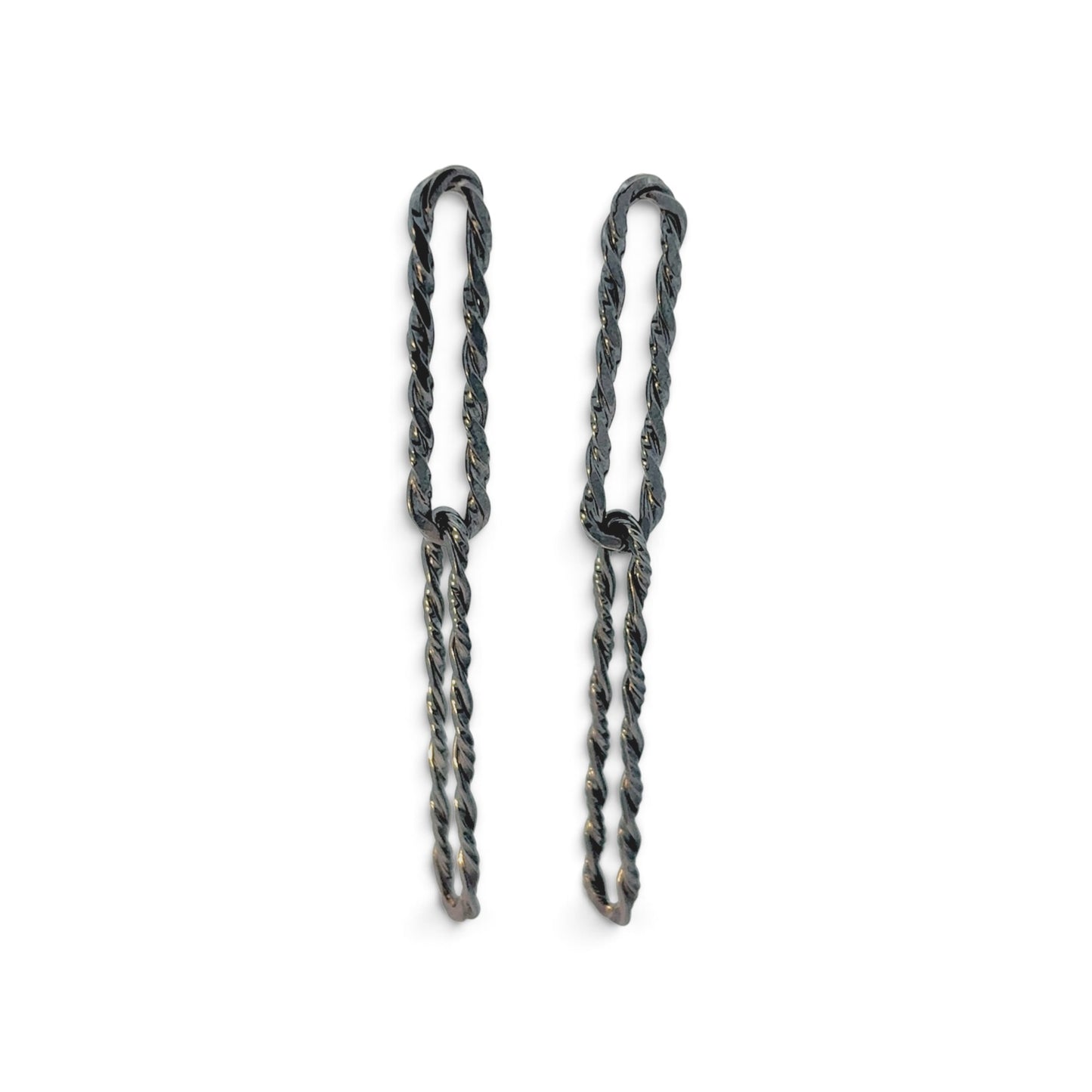 Emily Rogstad: Twisted Link Earrings, Oxidized Silver