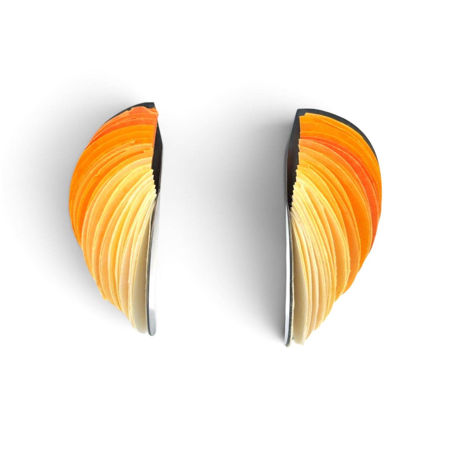 Naoko Yoshizawa: Yellow, Rolled Shell Earrings