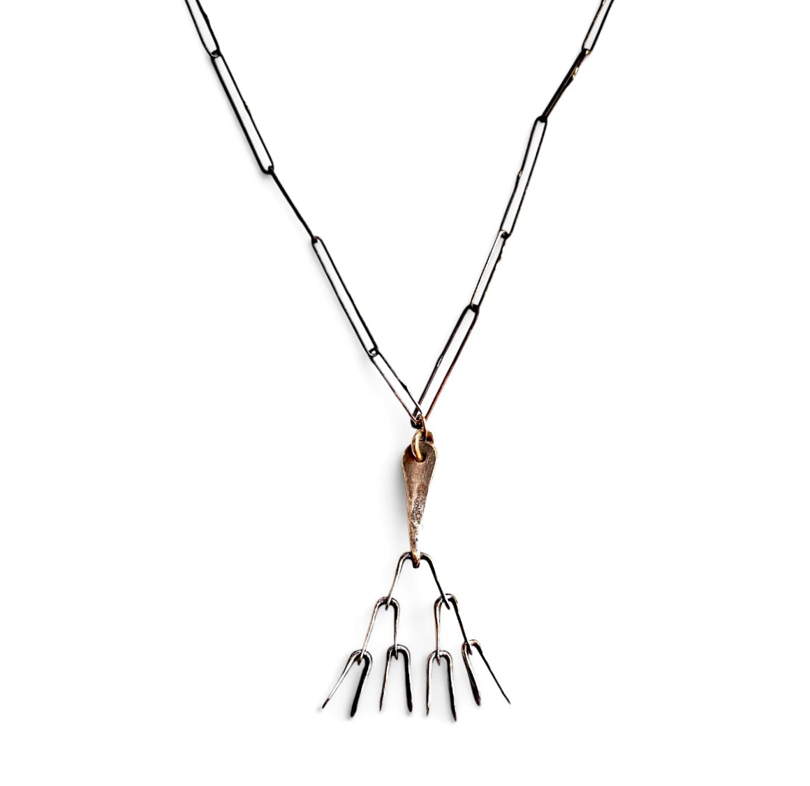 David Jones: Fine Silver, Hand-Forged "Frondy" Necklace
