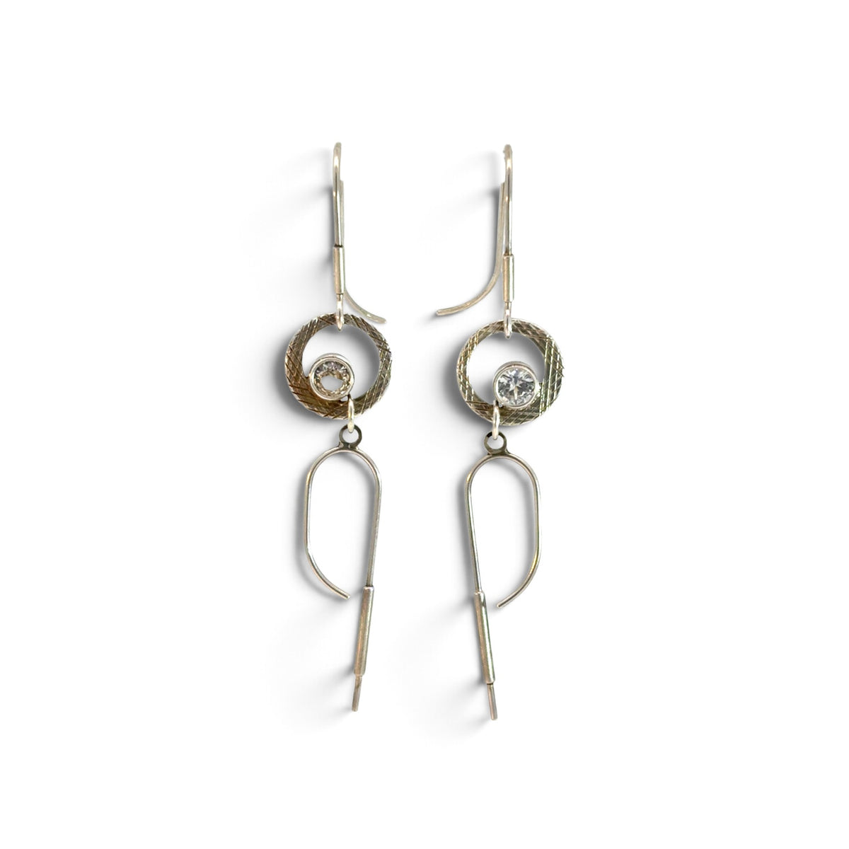 Madeleine Moore: Dancing Earrings, Sterling Silver White Sapphire