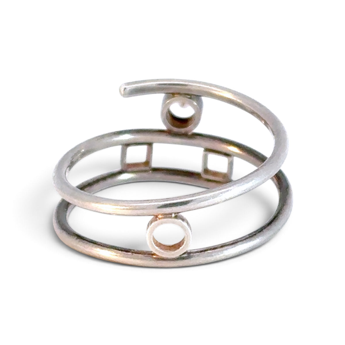 Madeleine Moore: Spiral Ring, Sterling Silver White Sapphire, size 6.25