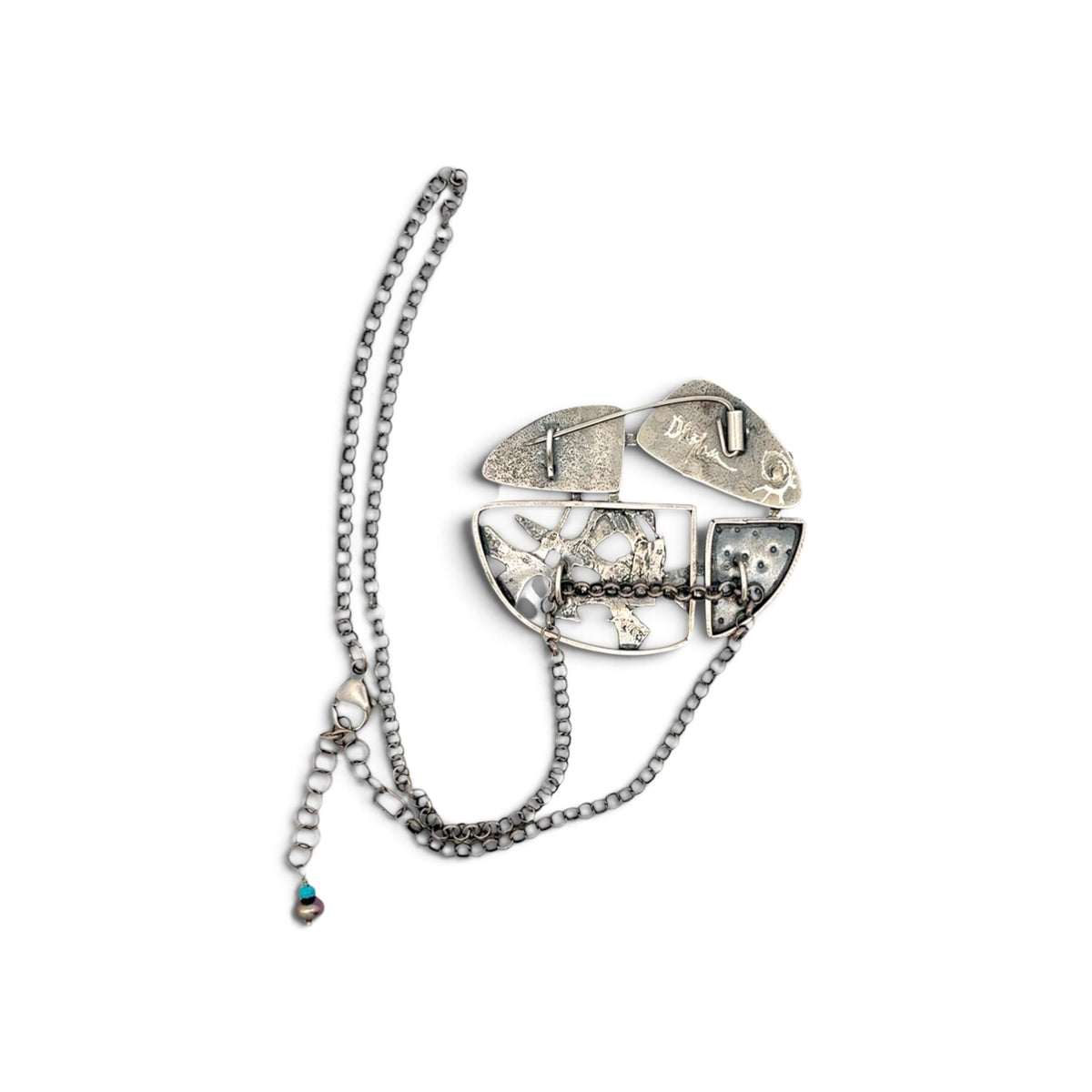 Dorothy Northern: Sterling Silver and Chrysocolla Brooch and Necklace