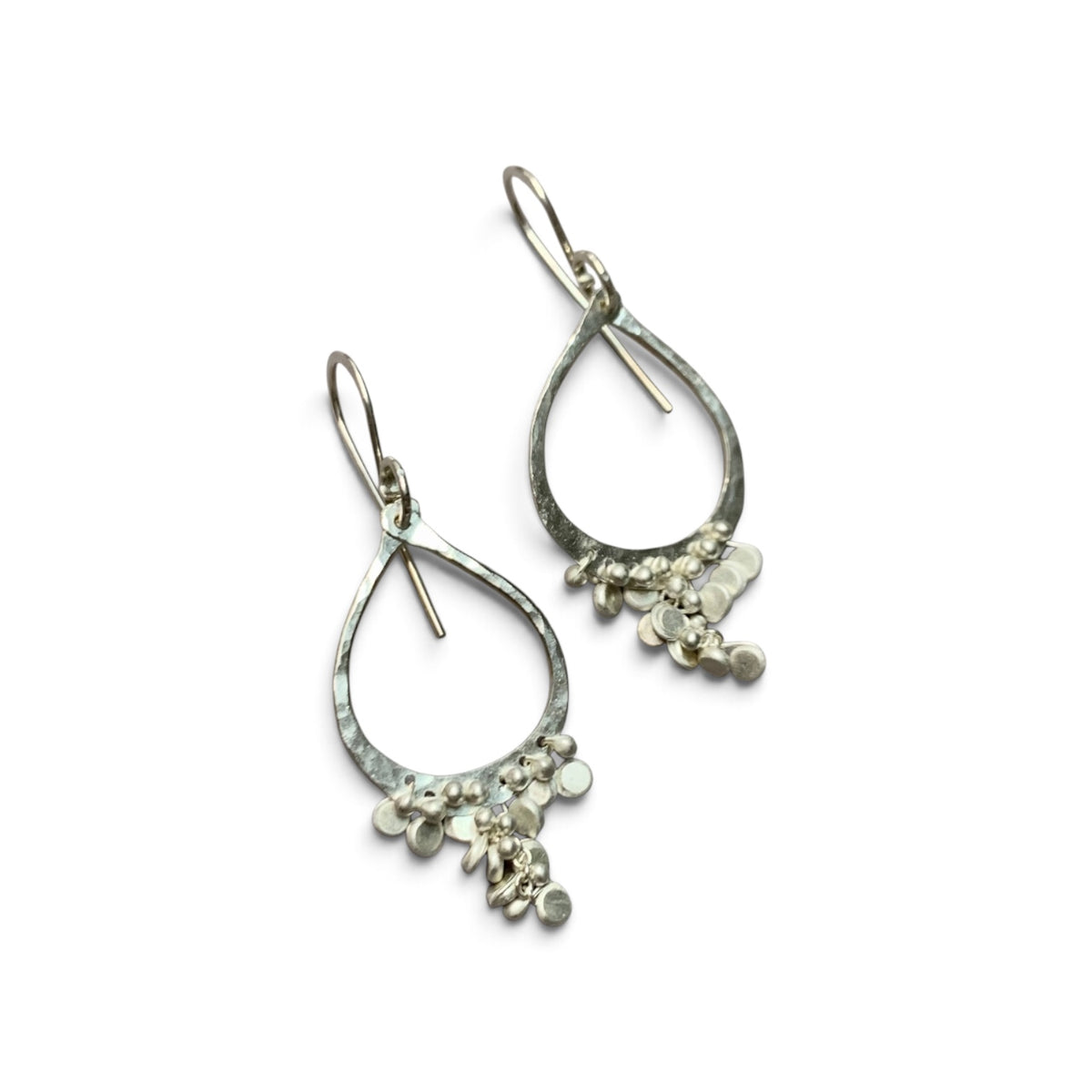 YedOmi Jewelry - Small Tear Confetti Earrings: Oxidized Sterling Silver
