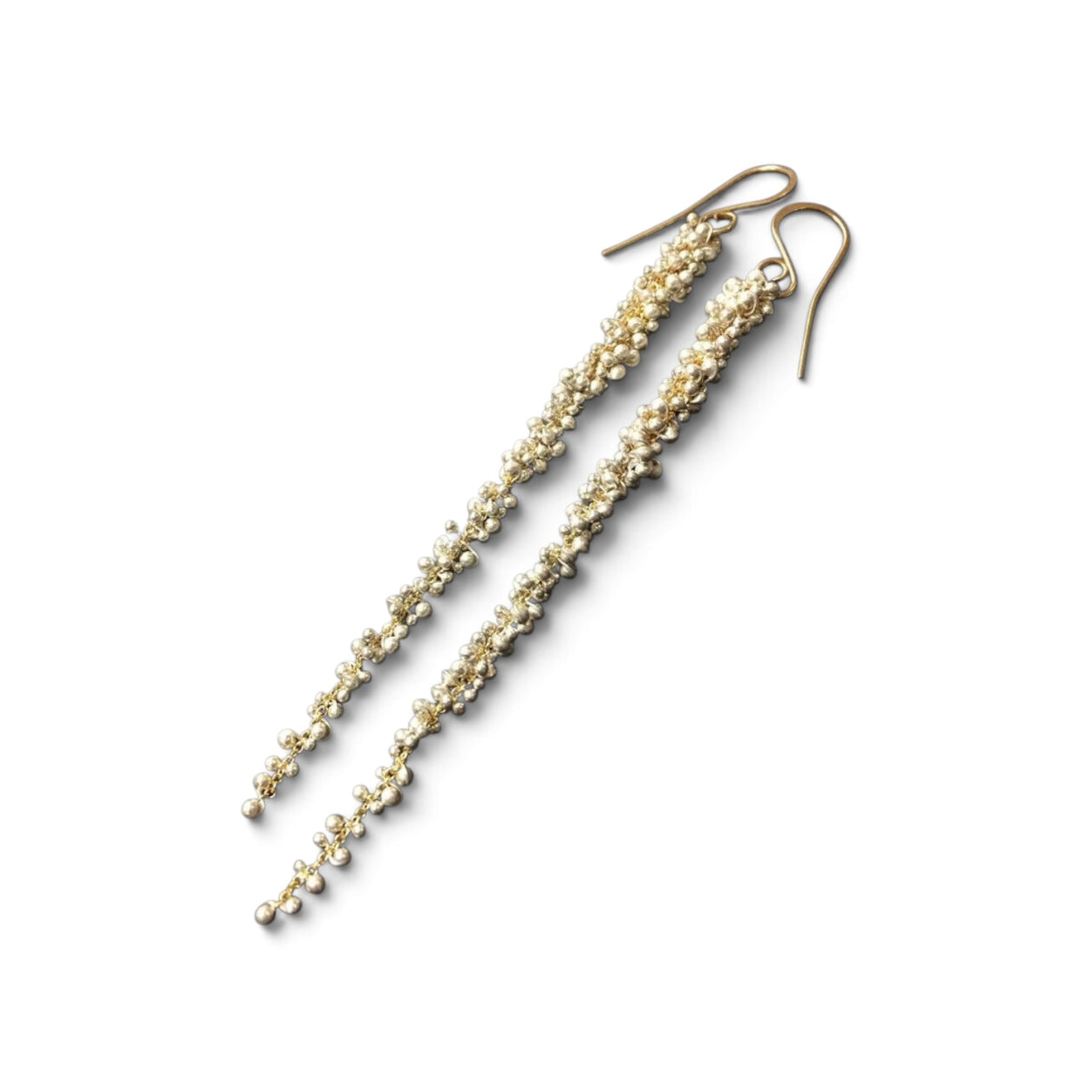 YedOmi Jewelry - Extra Long Wisteria Caviar Earrings: Sterling Silver