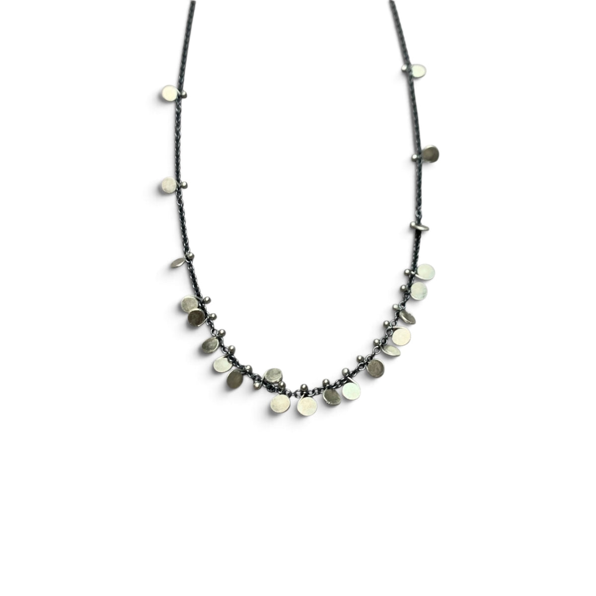 YedOmi Jewelry - Classic Confetti Necklace- 18 inches: Oxidized Sterling Silver