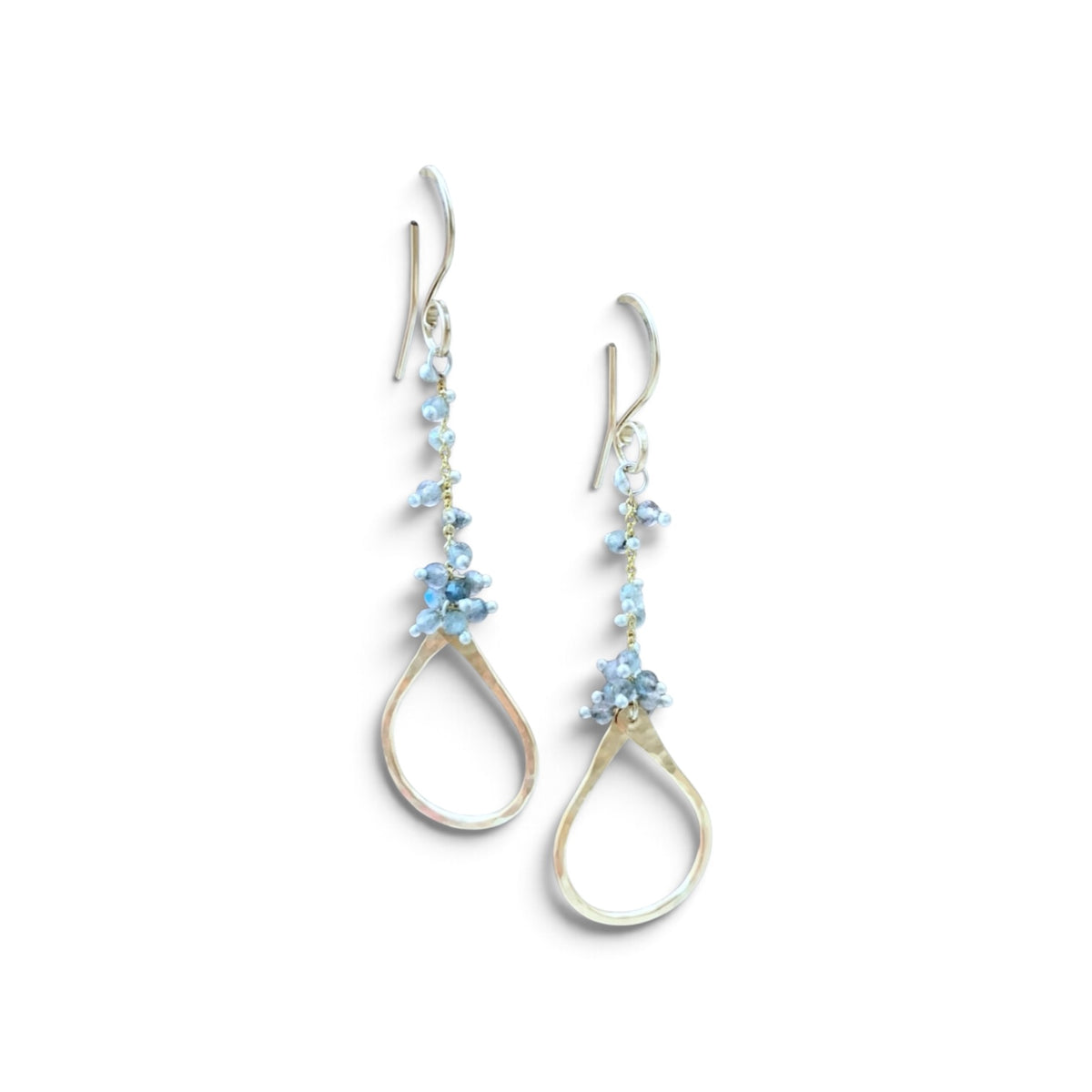 YedOmi Jewelry - Labradorite Tear Duster Earrings: Sterling Silver