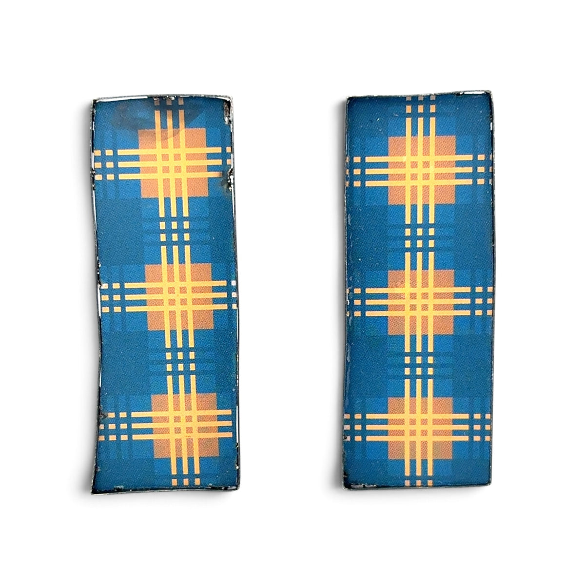 Carin Jones: Blue Plaid Earrings, Tin Mints Series