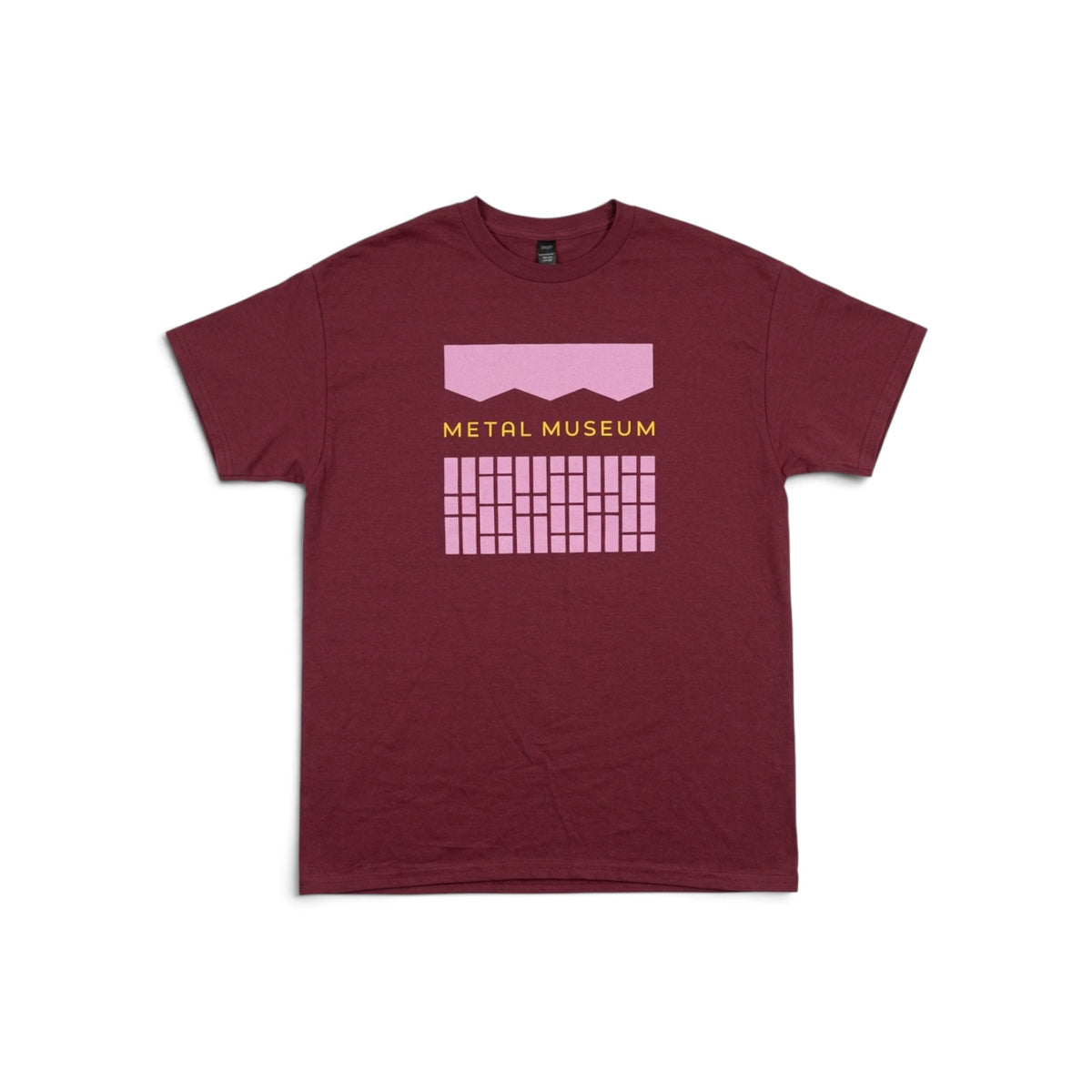 Metal Museum T-Shirt : Architectural Design, Maroon with Pink