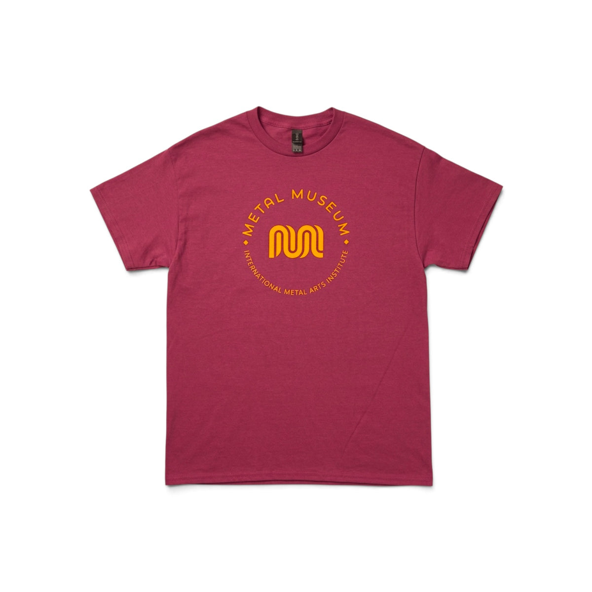 Metal Museum T-Shirt Circle Logo, Maroon with Golden Yellow