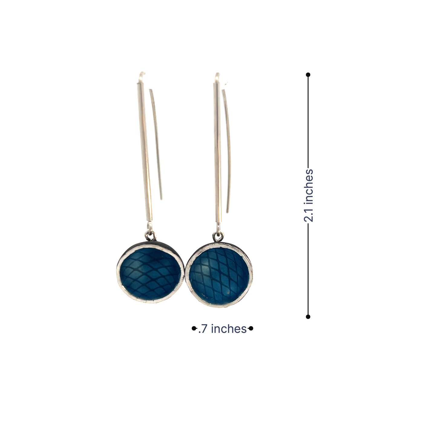 Sarah Perkins:Cobalt Blue, Textured Sterling Silver and Enamel Earrings