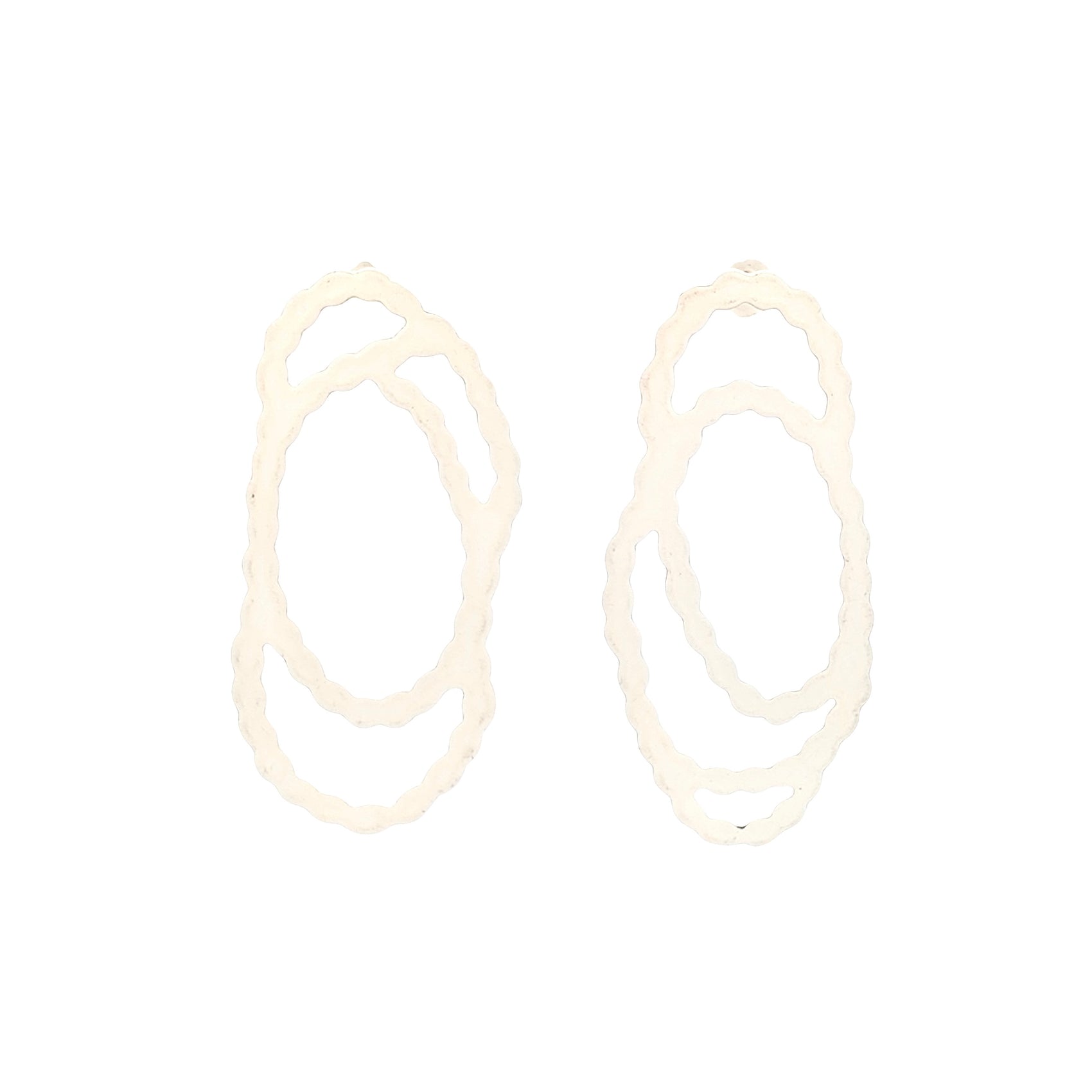 Ashley Buchanan: Pearl Sketch Oval Earrings, Cream