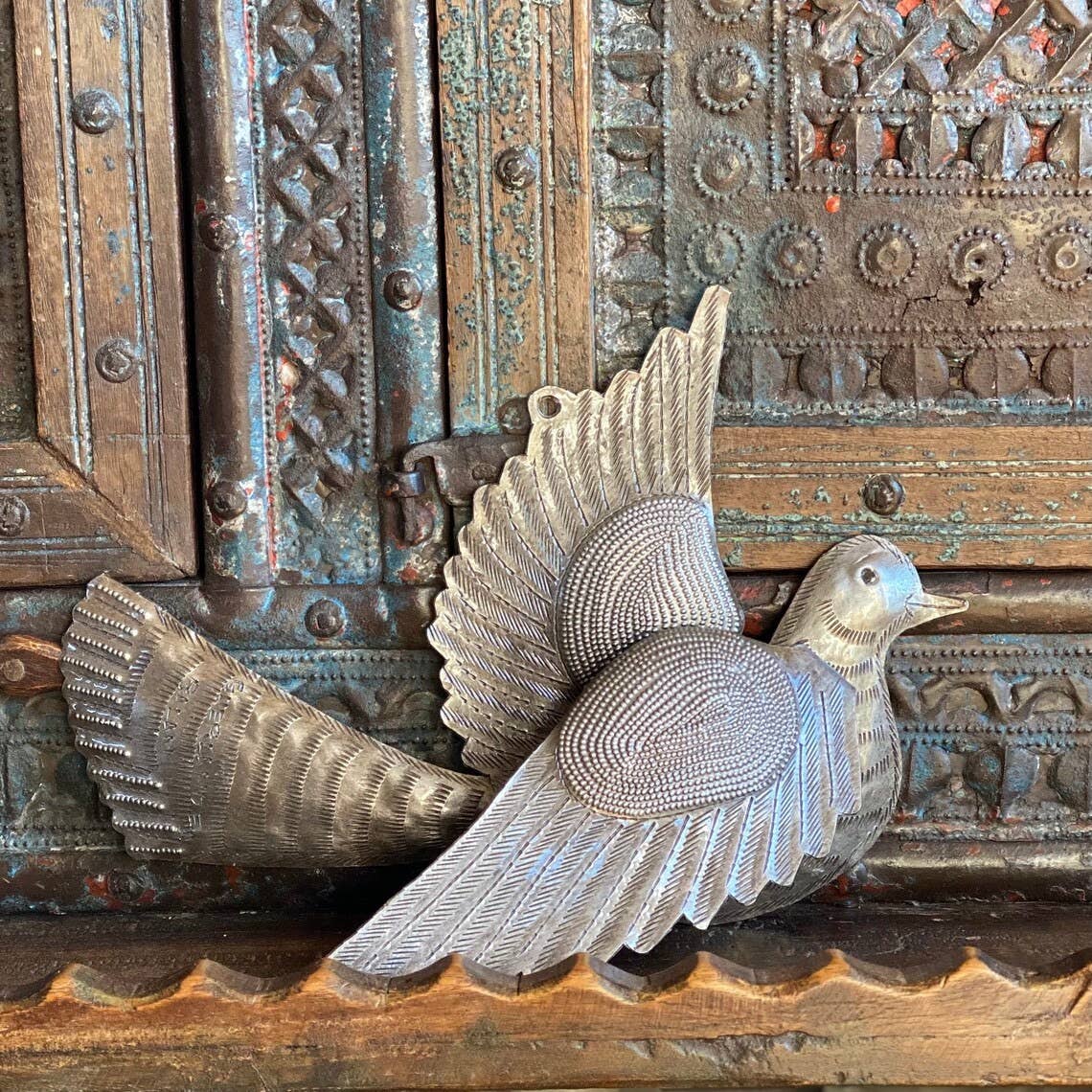 Haiti Fair Trade~ It's Cactus - Haitian Metal Doves, Table Top or Wall Art 10 1/2" x 7 1/2"