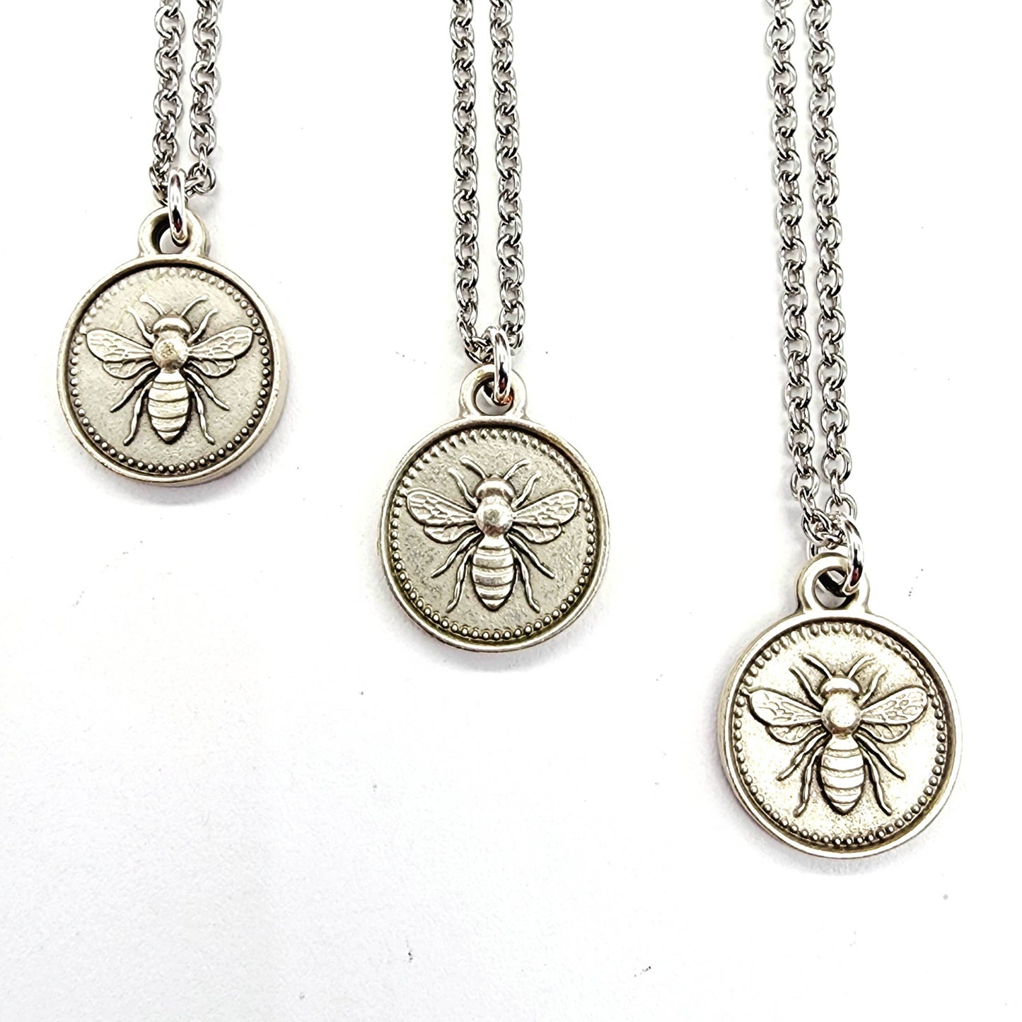 MergingMetals - Silver Honeybee Coin Necklace