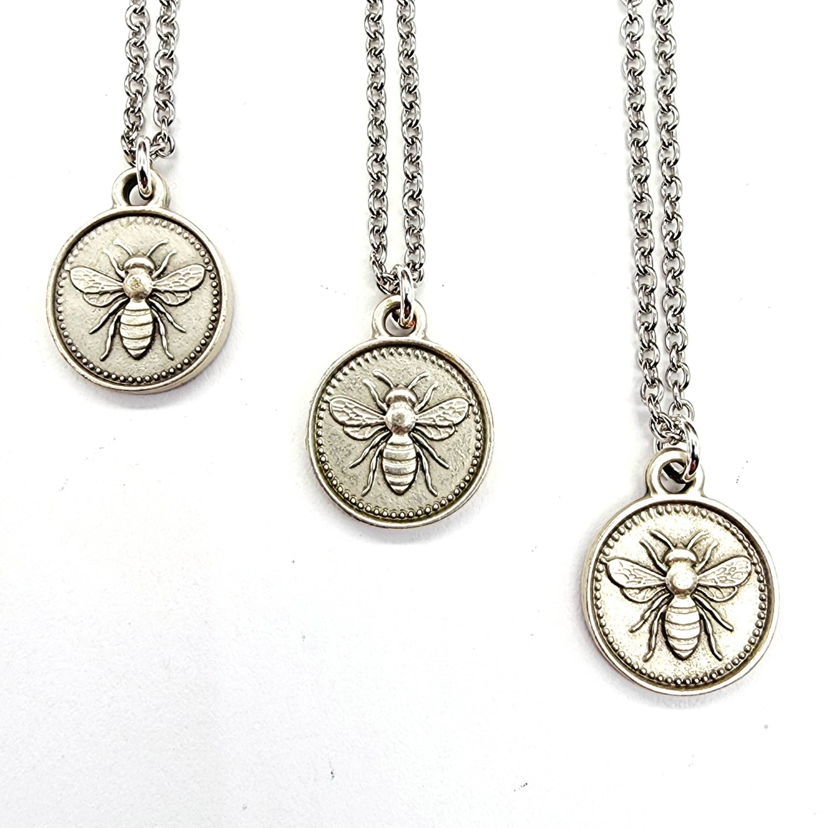 MergingMetals - Silver Honeybee Coin Necklace