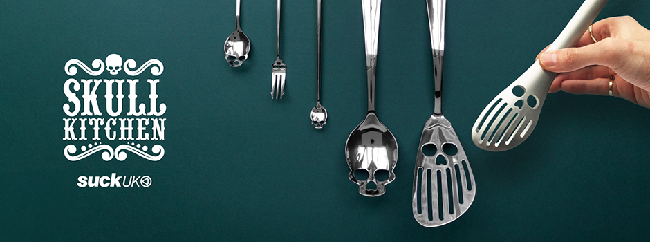 SUCK UK Ltd - USA - Skull Bar Spoon - Long-handled cocktail/dessert spoon