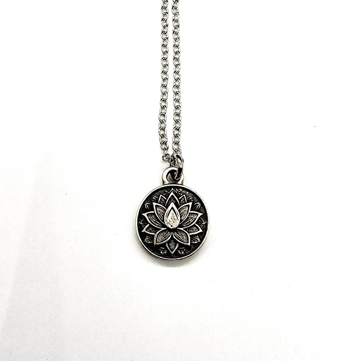 MergingMetals - “Inner Bloom” Silver Lotus Pendant Necklace