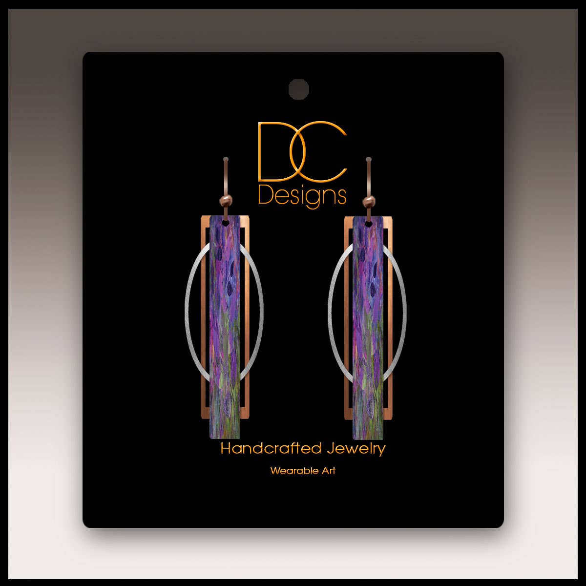 Illustrated Light & DC Designs - Purple Geometric Multilayer Metal Accent Handmade Earrings