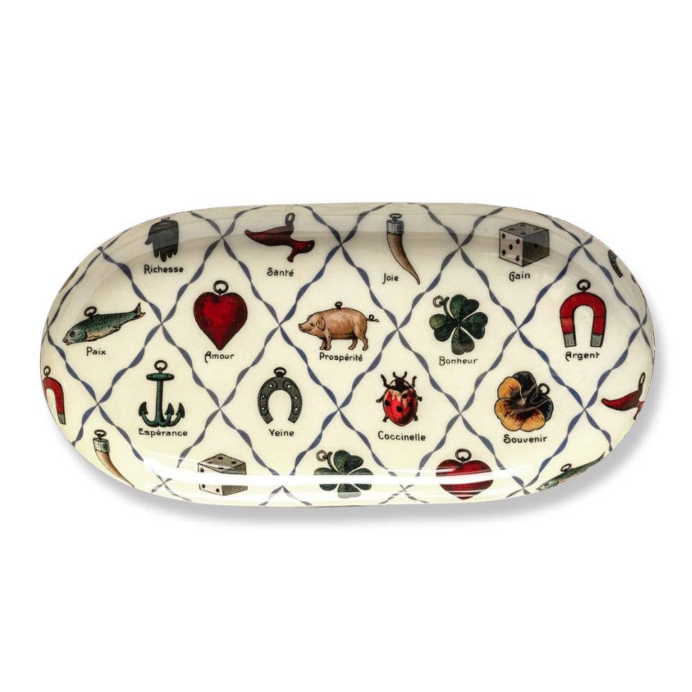 Roomytown Inc - Oval Enamel Tray - Charms
