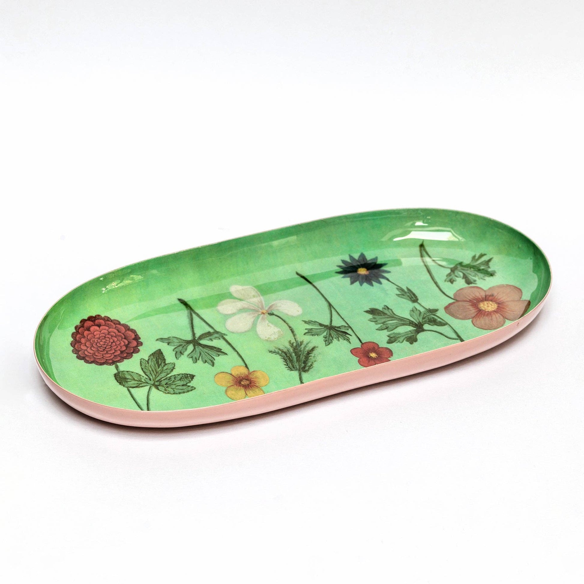 Roomytown Inc - Oval Enamel Tray - Festival of Flowers
