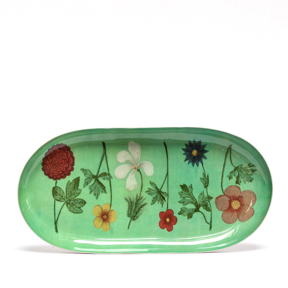 Roomytown Inc - Oval Enamel Tray - Festival of Flowers