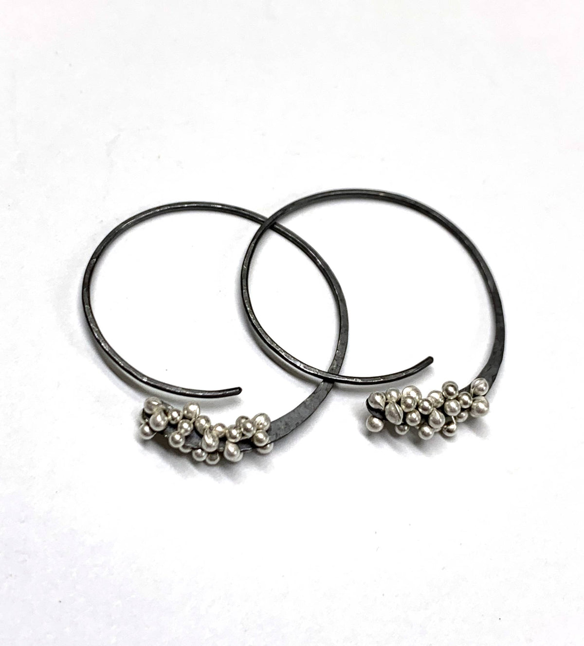 YedOmi Jewelry - Blooming Hoops- Xtra Small: Oxidized Sterling Silver