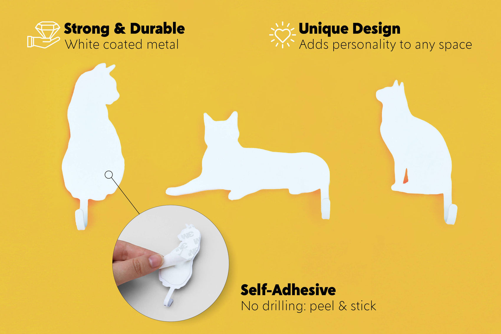 SUCK UK Ltd - USA - Cat Wall Hooks – Hang your stuff on their tails