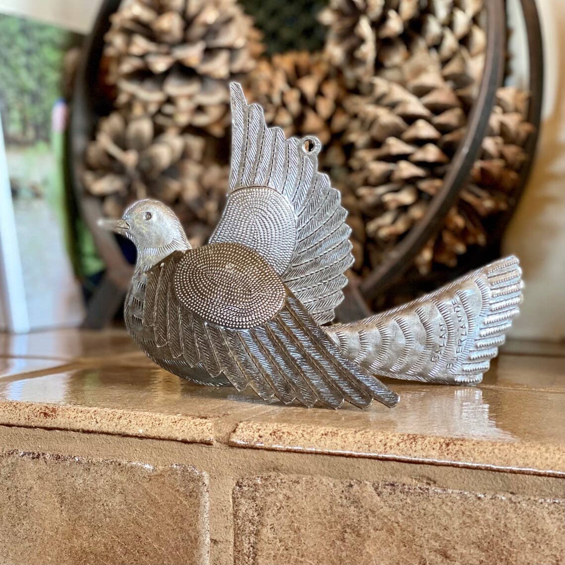 Haiti Fair Trade~ It's Cactus - Haitian Metal Doves, Table Top or Wall Art 10 1/2" x 7 1/2"