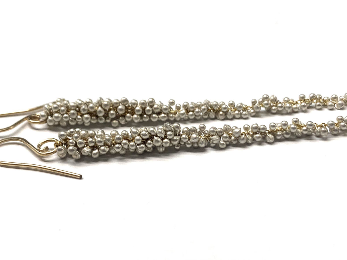 YedOmi Jewelry - Extra Long Wisteria Caviar Earrings: Sterling Silver
