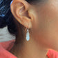 YedOmi Jewelry - White Moonstone Briolette Caviar Dew Drop Earrings: SS