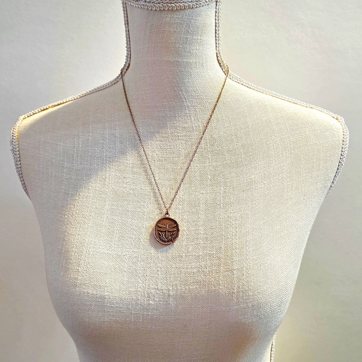 MergingMetals - Stillwater Dragonfly Antique Copper Medallion Necklace