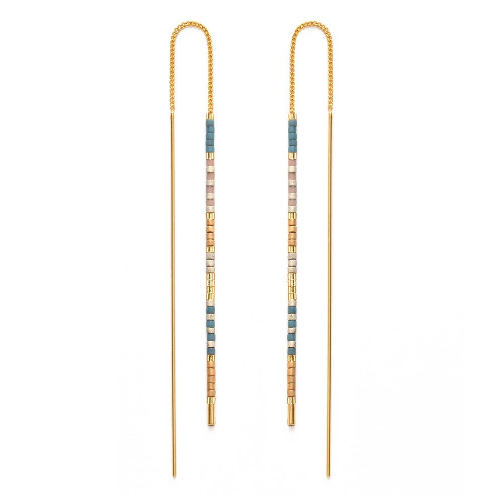 Amano Studio - Miyuki Seed Bead Threader Earrings: Champagne
