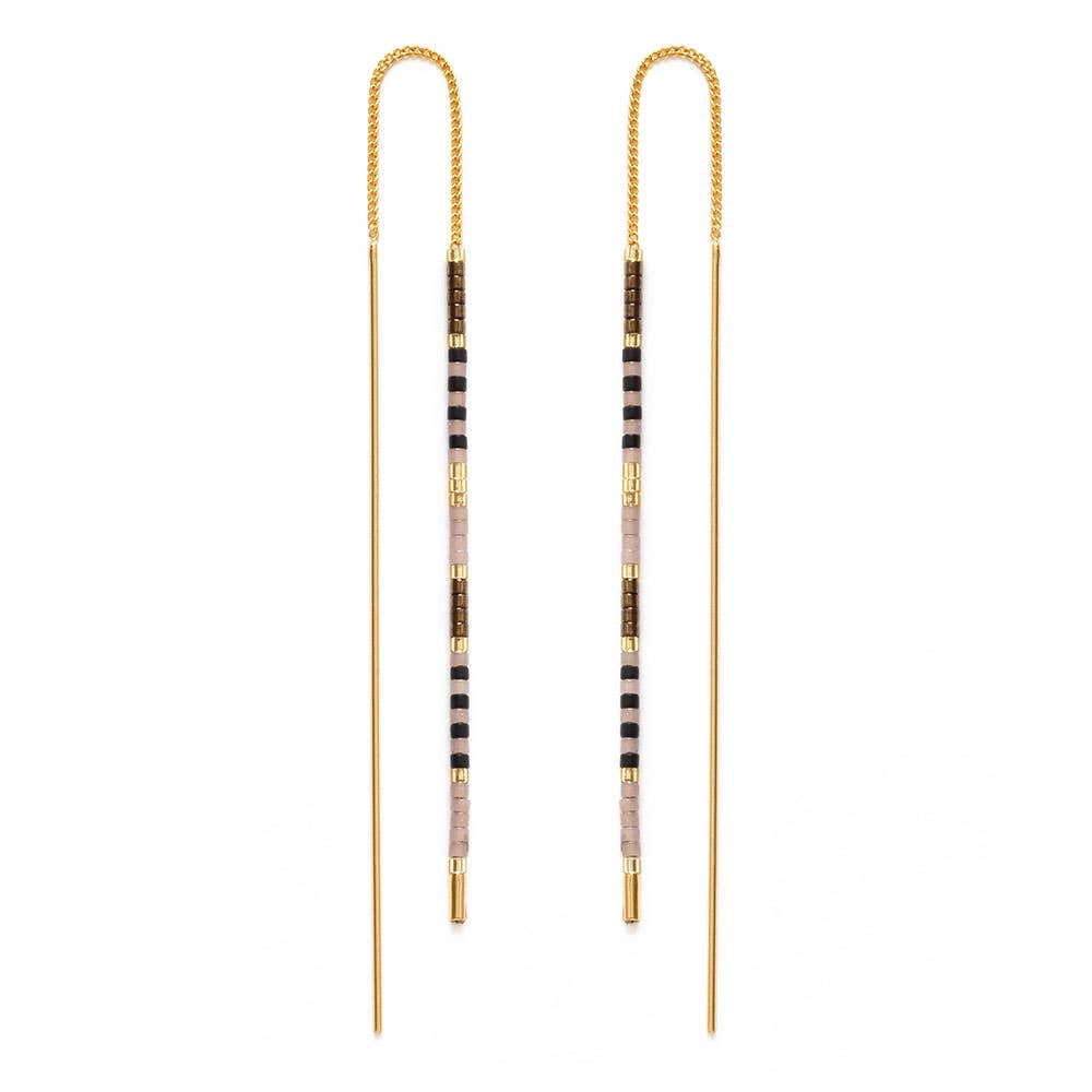 Amano Studio - Miyuki Seed Bead Threader Earrings: Champagne