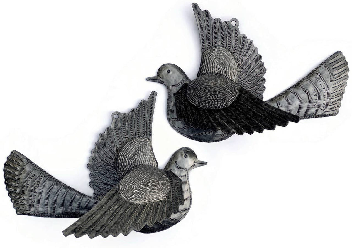 Haiti Fair Trade~ It's Cactus - Haitian Metal Doves, Table Top or Wall Art 10 1/2" x 7 1/2"