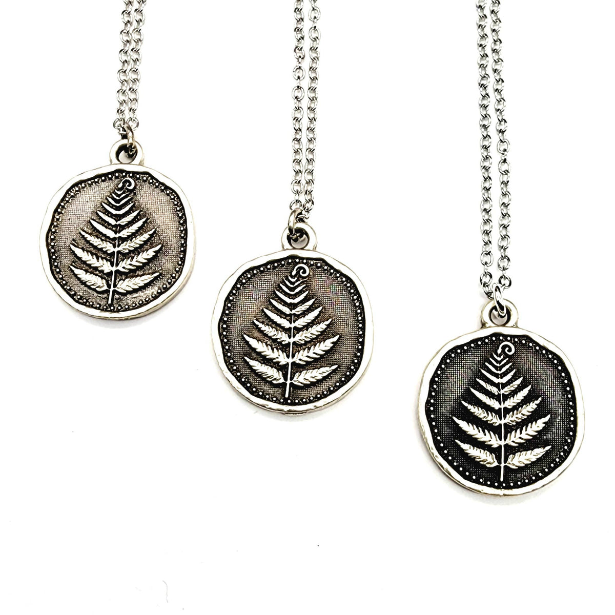MergingMetals - Woodland Fern Pendant Necklace – Silver Forest Medallion
