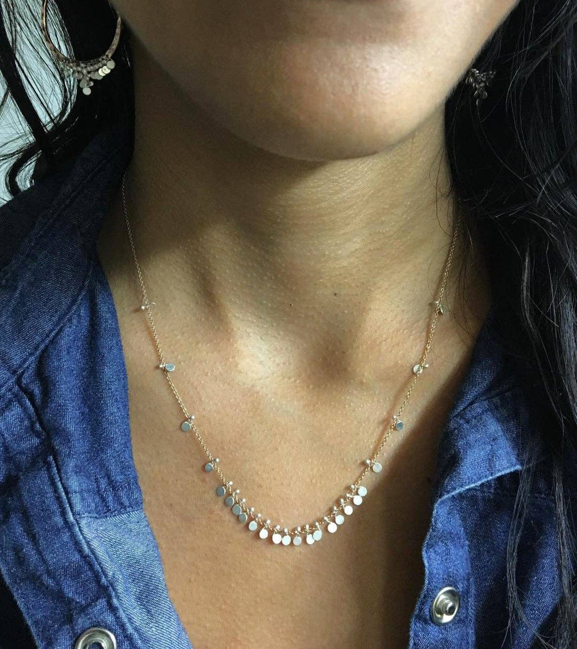 YedOmi Jewelry - Classic Confetti Necklace- 18 inches: Oxidized Sterling Silver