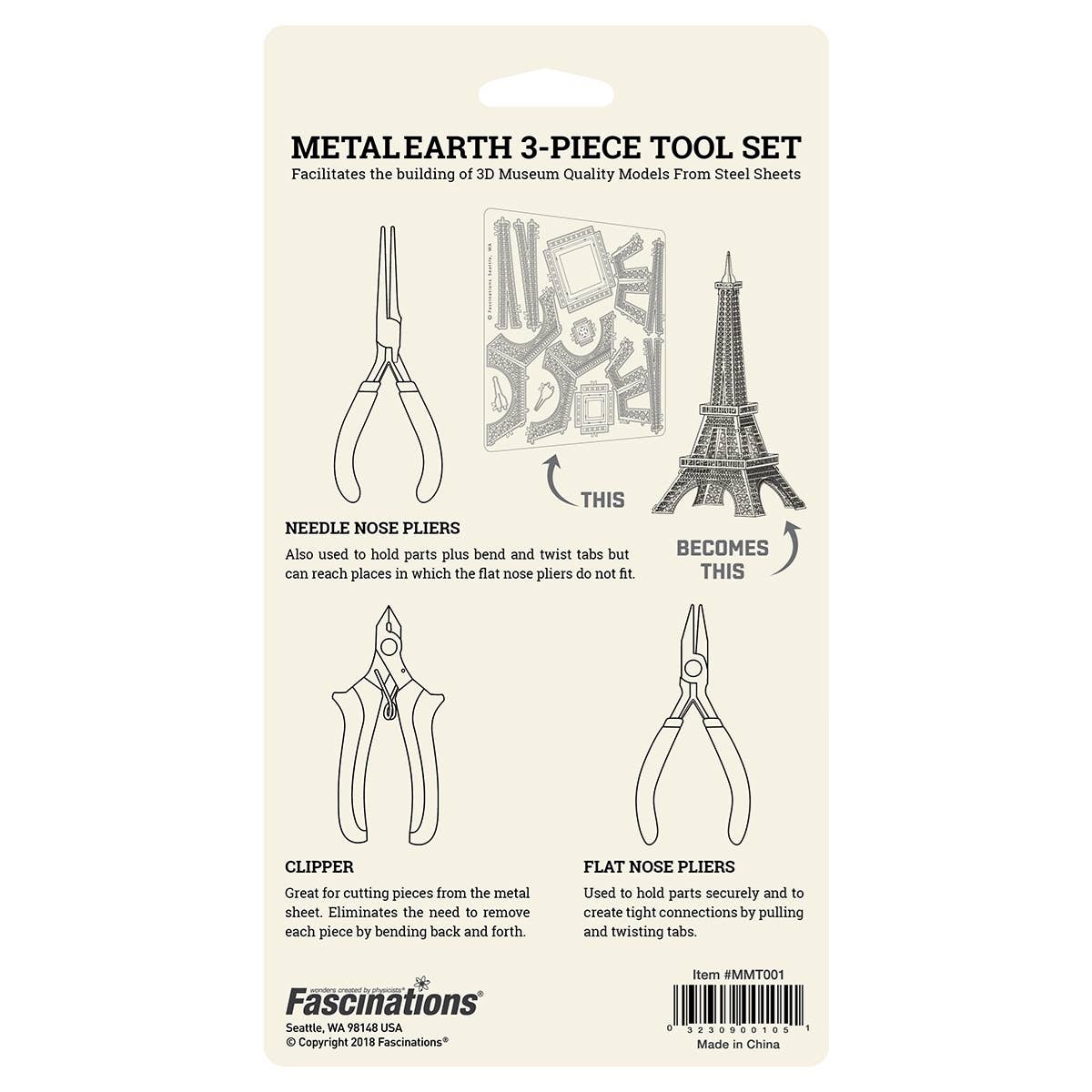 Metal Earth - 3-Piece Tool Kit Clippers, Flat Nose Pliers, Needle Nose
