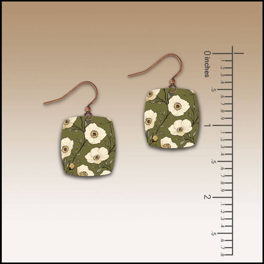 Illustrated Light & DC Designs - Olive Cottage Button Drop Handmade Earrings